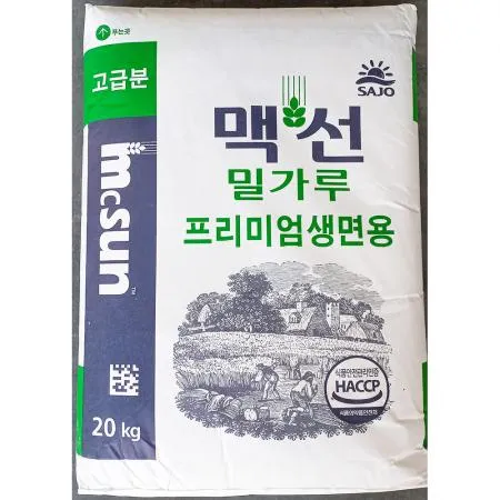 맥선 밀가루 고급분 프리미엄 생면용 20k 1개 식자재 업소용 대용량 안티모카푸토 백설 마루비시 대한제분 맥선 큐원 안티모 봉평촌 제일제당 이미지