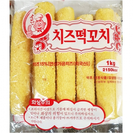 금호 치즈떡꼬치 1K 13개 식자재 업소용 대용량 치즈떡 금호 금호푸드 떡안애 분식재료 떡안에 치즈떡꼬치 토담 쌀스틱 이미지