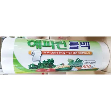 롤백(해피퀸 소 25x35 500매)X12개 식자재 업소용 대용량 롤백 위생 크린랩 크린 매 두꺼운 후래쉬 크린백 국산