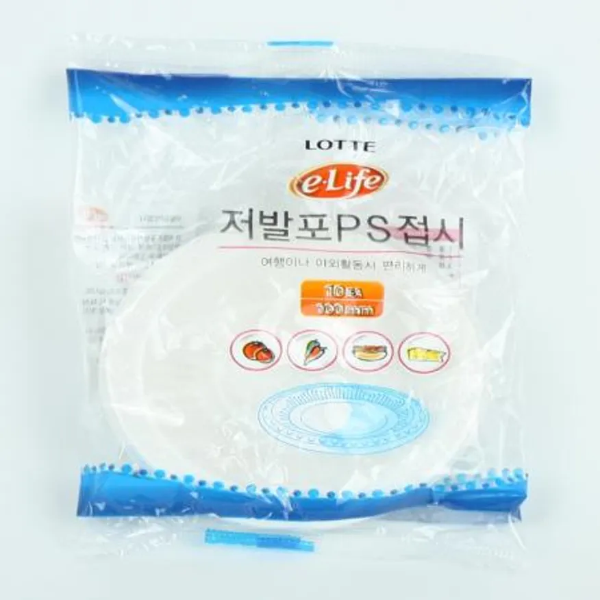 롯데-저발포PS접시 100Ø 업소용 일회용품 식당비품 포장용기 배달용품 ps접시 일회용접시 플라스틱접시 접시 테이크아웃 이미지