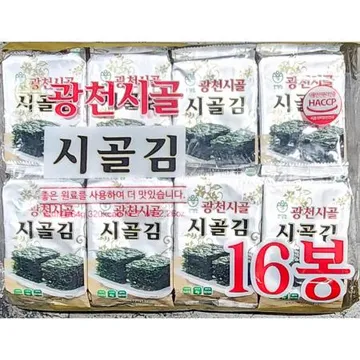 시골김(광천시골 4g x16입 640g) 1개 식자재 업소용 대용량 광천 도시락 식탁김 광천파래김 미니 지도표 단 대용량 성경