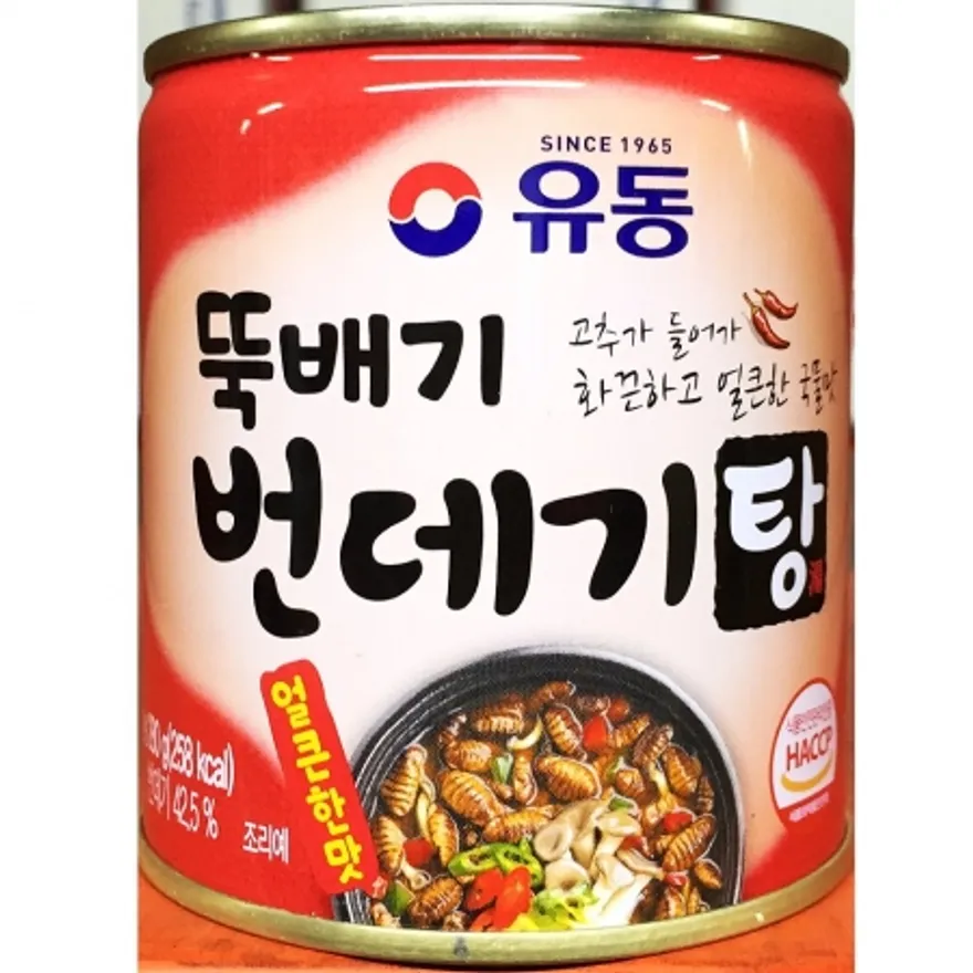 유동 얼큰한 번데기탕 280g X24 간편식 식자재 업소용 통조림 번데기캔 얼큰번데기 캠핑음식 번데기 안주 번데기통조림 이미지