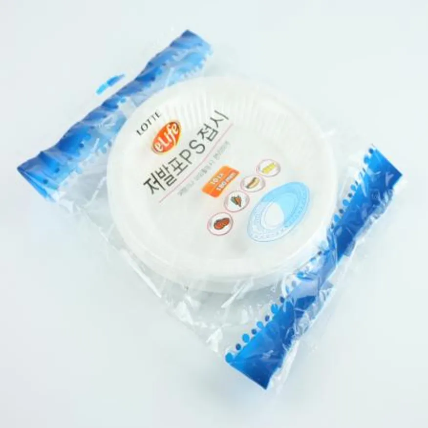 롯데-저발포PS접시 180Ø 업소용 일회용품 식당비품 포장용기 배달용품 ps접시 일회용접시 플라스틱접시 접시 테이크아웃 이미지