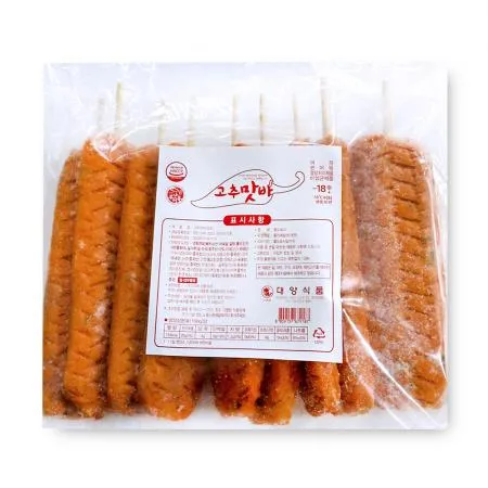 고추 어묵 핫바 1.35kg (135gX10개) 식자재 업소용 대용량 어니언 고추 수제어묵 야채핫바 수제 매콤 통영청정 냉동 봉 이미지