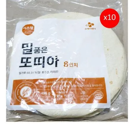 이츠웰 밀품은또띠아(8인치 12장 496g) 10개 식자재 업소용 대용량 또띠아랩 이츠웰 라레이나 인치 담두 와이케이글로벌 밀또띠아 단품메뉴 또띠아