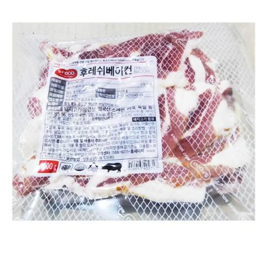 에쓰푸드 베이컨(2mm 1K) 업소용 식자재 대용량 샌드위치재료 피자재료 피자토핑 샐러드재료 가공육 이미지