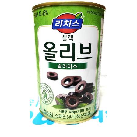 블랙올리브 슬(리치스 405g) 슬라이스올리브 업소용올리브 대용량올리브 샐러드재료 피자토핑 이탈리안재료 지중해재료 레스토랑재료