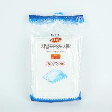 롯데-저발포ps 도시락 5개입 도시락용기 일회용품 업소용 대용량 ps도시락 플라스틱도시락 포장용기 배달용기 식당용