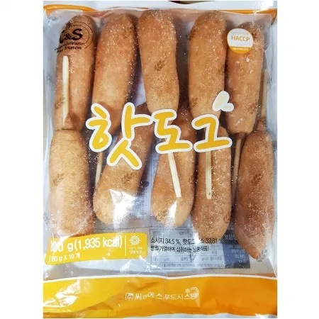 씨엔 핫도그(80gx10) 10개 식자재 업소용 대용량 텍사스 이츠웰 핫도그 씨엔 가공 오너클랜 개