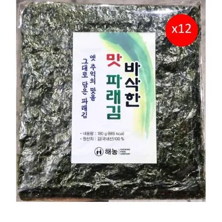 해농 파래김(100매 190g)  12개 식자재 대용량 업소용 파래김 파래 구운파래김