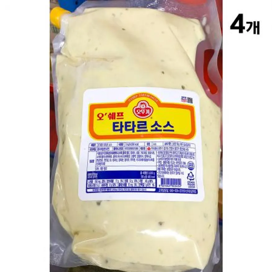 타타르소스(오뚜기 3k) 4개 식자재 업소용 대용량 타르타르 수지스 노랑 미담채 오뚜기 달디단마켓 맘스맘 아워홈 동원 이미지