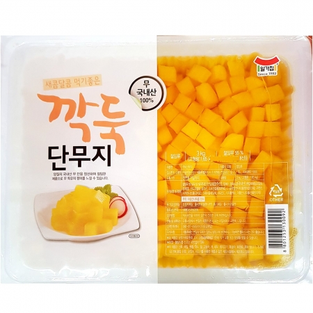 일미 깍둑단무지 3K 1개 식자재 업소용 대용량 일미 단무지 토평 풀무원 동경 치자 슬라이스 알밥 일본 이미지