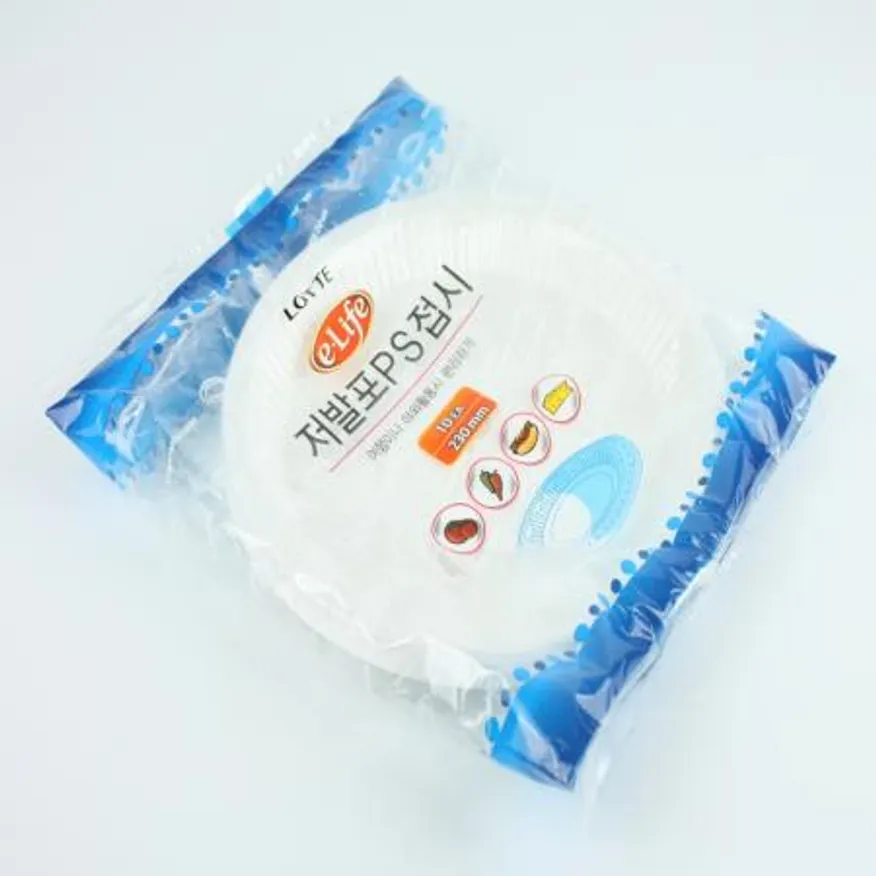 롯데-저발포PS접시 230Ø 업소용 일회용품 식당비품 포장용기 배달용품 ps접시 일회용접시 플라스틱접시 접시 테이크아웃 이미지