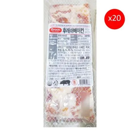 베이컨(통 에쓰푸드 500g) X20 통베이컨 업소용 대용량 식자재 샌드위치재료 피자토핑 샐러드재료 브런치재료 가공육