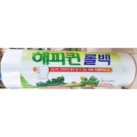 롤백(해피퀸 중 30x40 500매)X12개 위생롤백 식품롤백 비닐롤백 pe롤백 식당포장롤백 정육점롤백 청과물롤백 업소용롤백 마트롤백