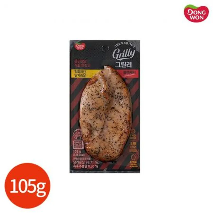 CL 동원 그릴리 직화 치킨 닭가슴살 블랙페퍼 105g x 4개 이미지
