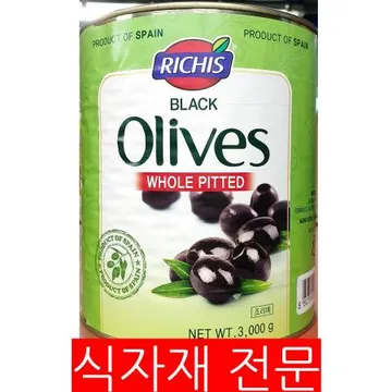 올리브(리치스 블랙 홀 피티드 3K) 1개 식자재 업소용 대용량 리치스 그린올리브 올리브 동서 그린 스페인산 수입산 페렐로 비오오가닉