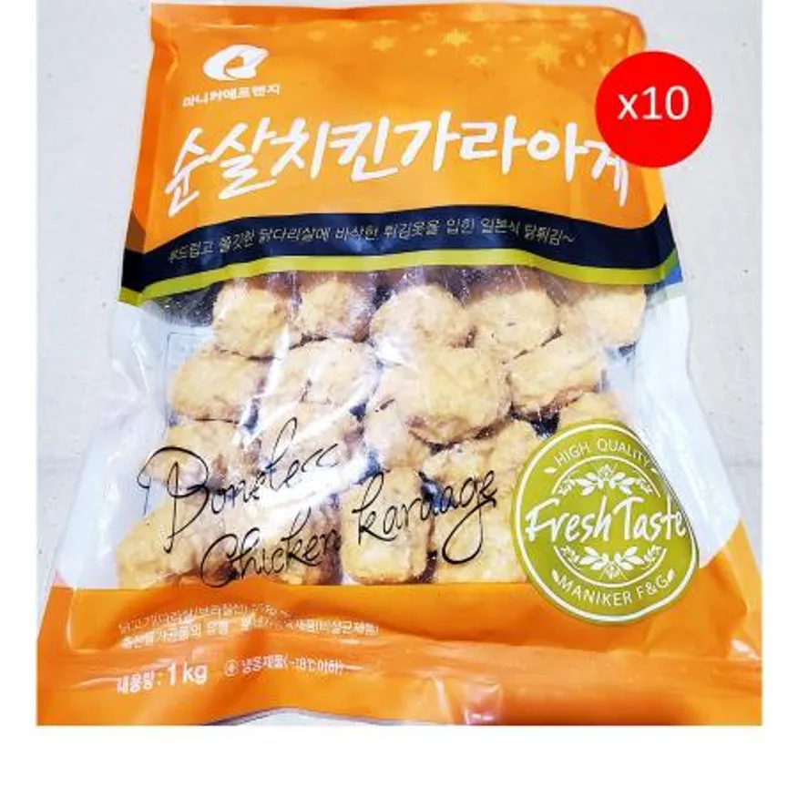 마니커 치킨가라아게(1K) X10 가라아게 냉동치킨 순살치킨 냉동닭튀김 간편조리 업소용 술안주 이자카야 이미지