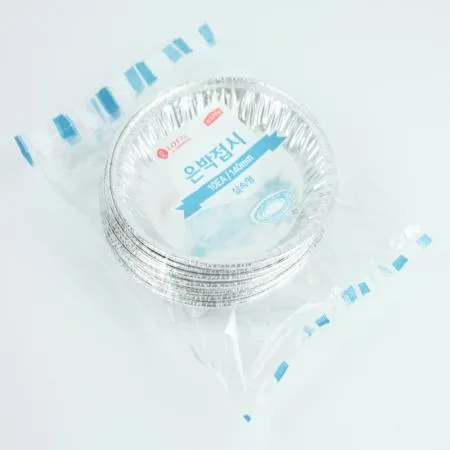 롯데-은박접시 30μ 140mm 일회용품 캠핑용품 일회용접시 알루미늄접시 은박용기 업소용 바베큐용품 야외용품 식당 이미지