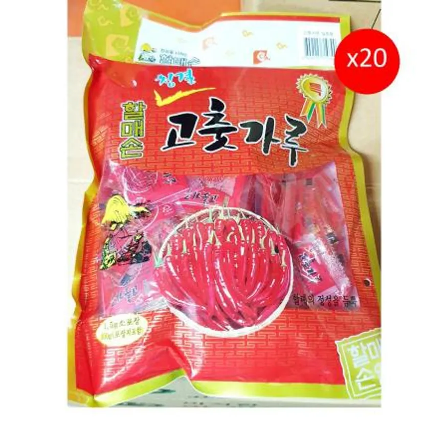 고춧가루(일회용 1.5g x 200입 할매손) X20 일회용고춧가루 업소용 식당 포장마차 배달음식 매운맛양념 양념가루 개별포장 이미지