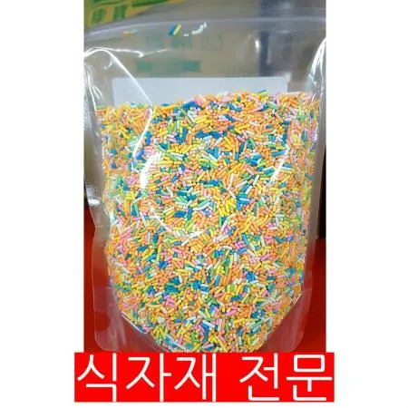 레인보우스프링클(380g) 1개 식자재 업소용 대용량 레인보우 여러색상스프링클 파스텔원형 오아시스 이데아푸드 제빵 데코용 도넛 레인 이미지