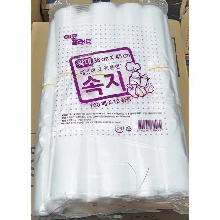에코프랜드 비닐속지흰색 왕대 38x45cm 1000매 비닐속지 업소용 대용량 위생용품 식당용품 비닐봉투 식품포장지 위생봉투 식자재포장