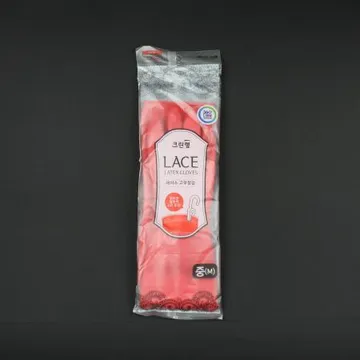 크린랩- 레이스고무장갑 코랄 중 1개 식자재 업소용 대용량 크린랩 크린랲 고무 기모 고리 고리고무장갑 미니