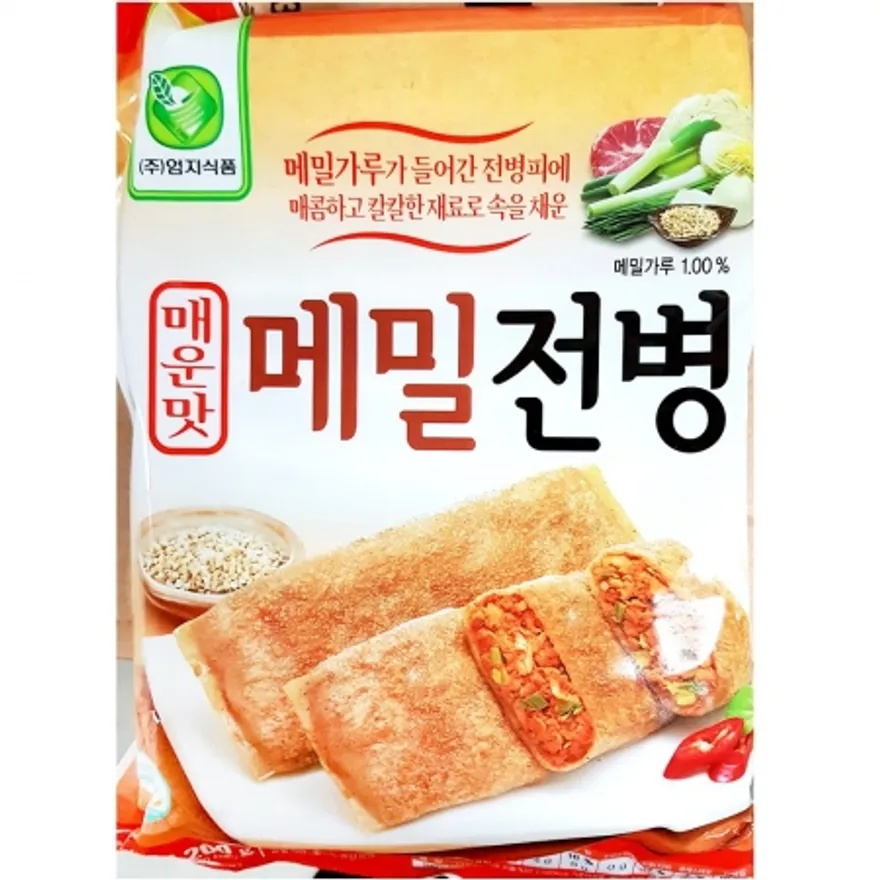 엄지 매운맛 메밀전병 1.2K 매운전병 김치전병 냉동전병 전병 메밀요리 업소용 식자재 대용량 이미지