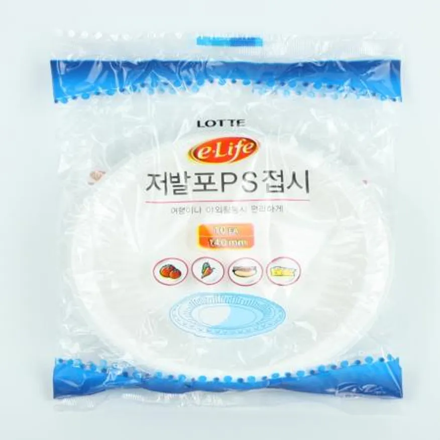 롯데-저발포PS접시 140Ø 업소용 일회용품 식당비품 포장용기 배달용품 ps접시 일회용접시 플라스틱접시 접시 테이크아웃 이미지