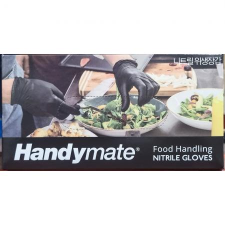핸디메이트 니트릴장갑 블랙 M 100매 핸디메이트장갑 블랙장갑 일회용장갑 위생장갑 조리용장갑 주방용품 위생용품 미용실장갑 업소용장갑