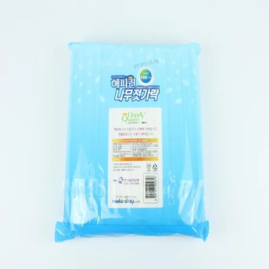 해피퀸- 위생젓가락 100매 일회용젓가락 나무젓가락 개별포장 식당용 카페 배달용 업소용 대량구매 일회용품 이미지