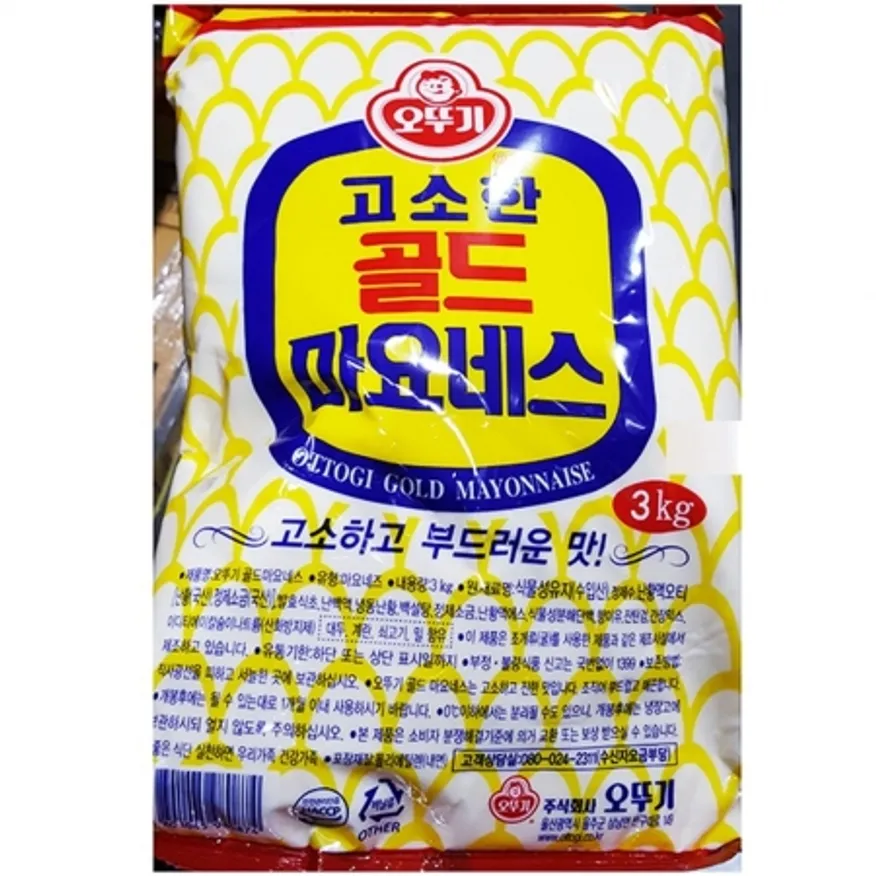 파우치마요네즈(오뚜기 3K)X4 마요네즈 파우치 업소용 대용량 식당용 샐러드소스 샐러드드레싱 급식용 이미지