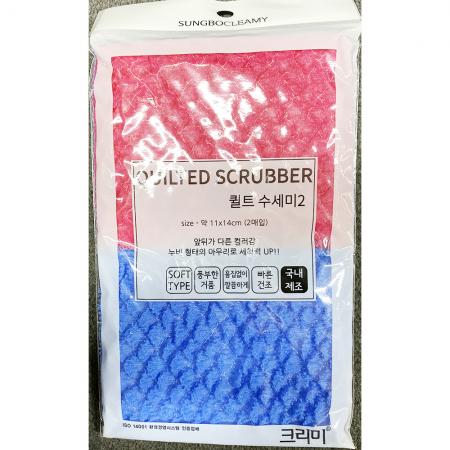퀄트수세미(크리미 2P 11x4) X200개 크리미수세미 업소용수세미 식당수세미 주방수세미 설거지수세미 청소수세미 스펀지수세미 대량수세미 퀄트형수세미