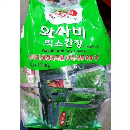 움트리 와사비믹스 (10g 100입) X6 움트리와사비 식자재 업소용 대용량 일식용 소스 고추냉이 개별포장와사비 초밥용와사비