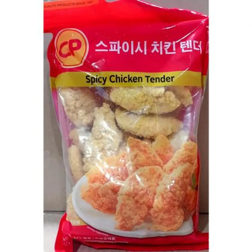 스파이시치킨텐더(CP 냉동 1K) 치킨요리 술안주 간식 아이들간식 단체급식 치킨텐더 매운치킨 냉동치킨 닭가슴살튀김 치킨 이미지