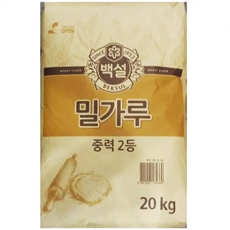 밀가루(백설 중력 2등 20k) 식자재 대용량 업소용 베이킹재료 제빵재료 중력분 백설밀가루 이미지