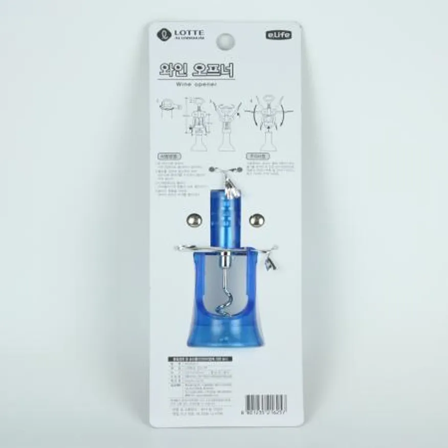 롯데- 칼라와인오프너(색상랜덤) 와인오프너 와인따개 코르크스크류 업소용와인따개 식당와인용품 주방용품 가정용와인오프너 병따개 와인액세서리 와인도구 이미지