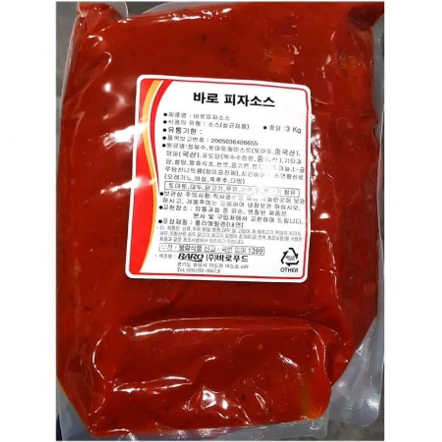 피자소스(바로 3k) 업소용 대용량 식자재 토마토소스 파스타소스 소스 피자재료 양념 오븐요리 이미지