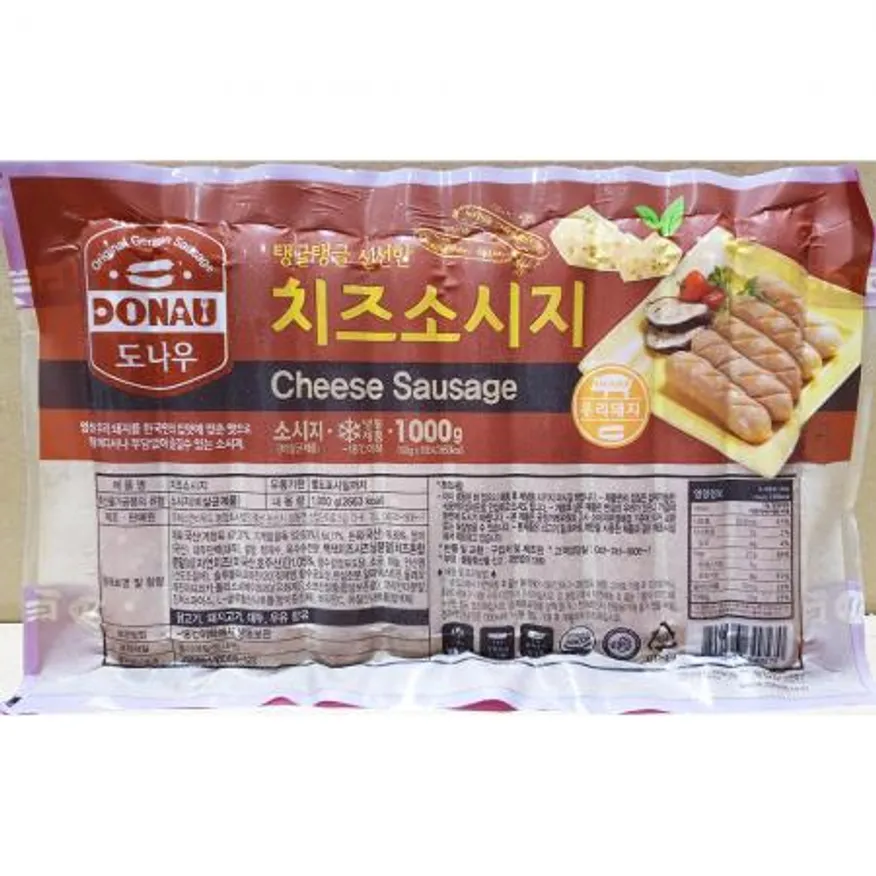 소시지(치즈맛 도나우 1K) 치즈소시지 도나우소시지 후랑크소시지 육가공품 업소용 식자재 간식 술안주 캠핑음식 이미지