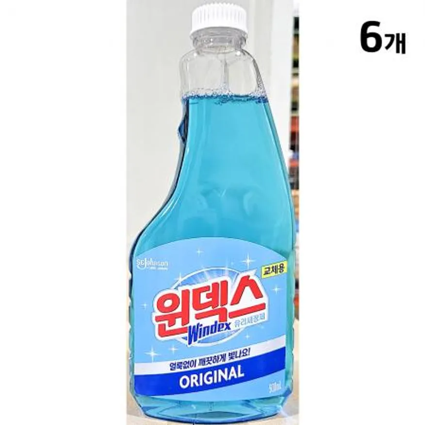 유리세정제(윈덱스 500ml 리필용) X6 업소용 청소용품 대용량 세정제 창문세정제 유리크리너 리필세정제 카페 이미지