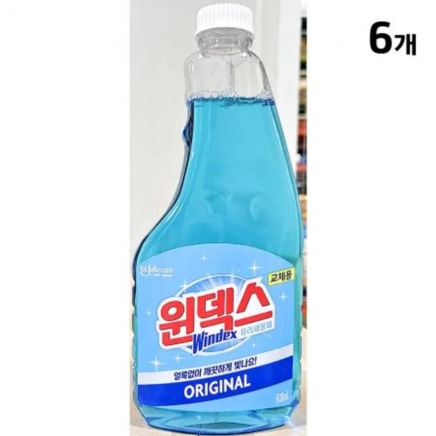유리세정제(윈덱스 500ml 리필용) X6 업소용 청소용품 대용량 세정제 창문세정제 유리크리너 리필세정제 카페 이미지