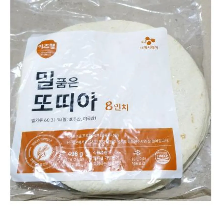 이츠웰 밀품은또띠아(8인치 12장 496g) 또띠아 업소용또띠아 대용량또띠아 식자재 샌드위치재료 냉동또띠아 랩요리재료 베이커리재료 이미지