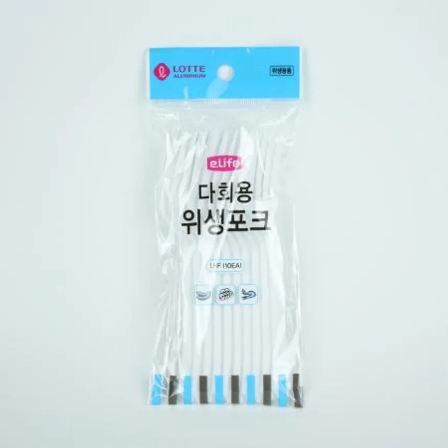 롯데-다회용 위생포크 10매입 다회용포크 업소용포크 식당포크 재사용포크 플라스틱포크 단체급식용 대용량포크 커트러리 주방용품 이미지