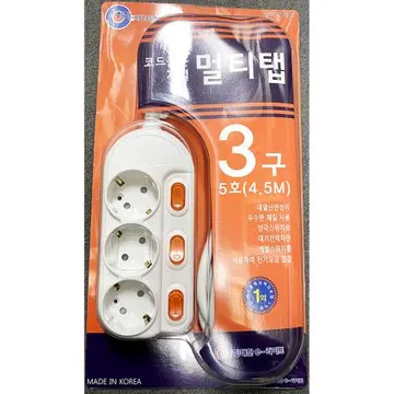 멀티탭(대한 개별 3구 5호 4.5m)X24개 식자재 업소용 대용량 스위치 위드아이엔씨 롯데 멀티탭 신동아 루넥스 일비 플러스탭 터논
