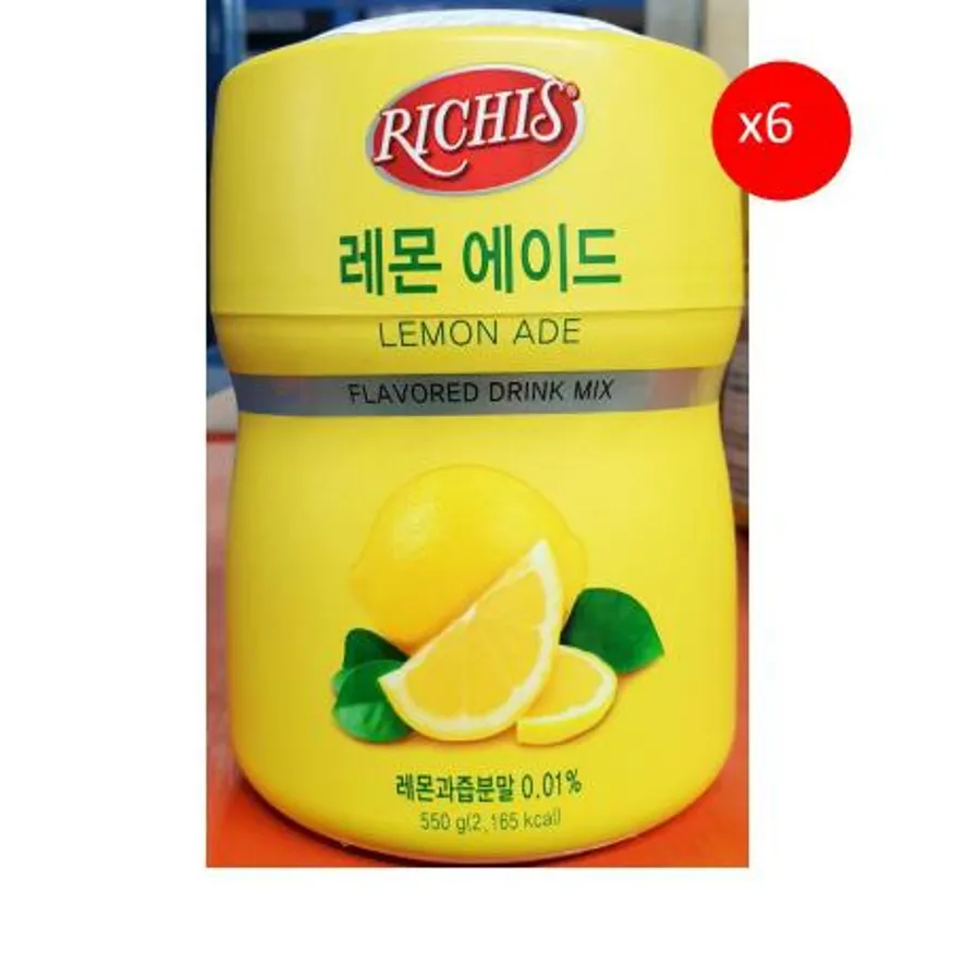 레몬에이드 파우더(리치스 550g) 6개 식자재 업소용 대용량 리치스 골드크라운 레몬 더착한푸드 뽀로로 파우더리치스 라리 레몬쥬스 업소용 이미지