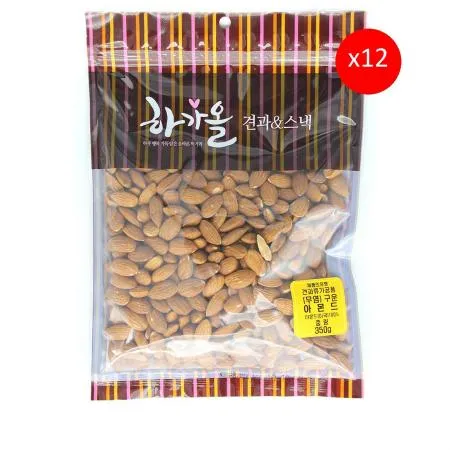 (하가올소)구운아몬드(350g)X12 베이킹재료 견과류 아몬드 무염아몬드 구운견과 카페재료 건강간식 통아몬드 업소용