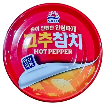 참치캔(사조안심따개 고추 85g) X48 고추참치 업소용 식자재 대용량 통조림 비상식량 사조참치 안심따개참치 밥반찬