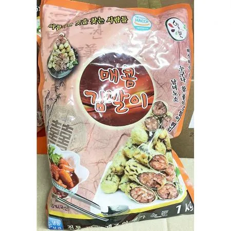 알뜰 매콤김말이튀김 25g x40입 1k 8개 식자재 업소용 대용량 이우스 통 즉석식품 알뜰 통김말이튀김 지키미 크레잇 이미지