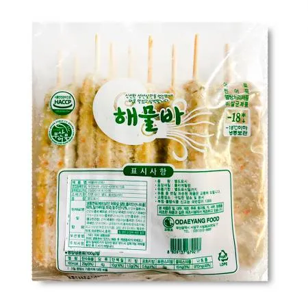 해물쏙쏙 휴게소 해물바 1.35kg(135gX10개) 식자재 업소용 대용량 어니언 고추 수제어묵 야채핫바 수제 매콤 통영청정 냉동 봉 이미지