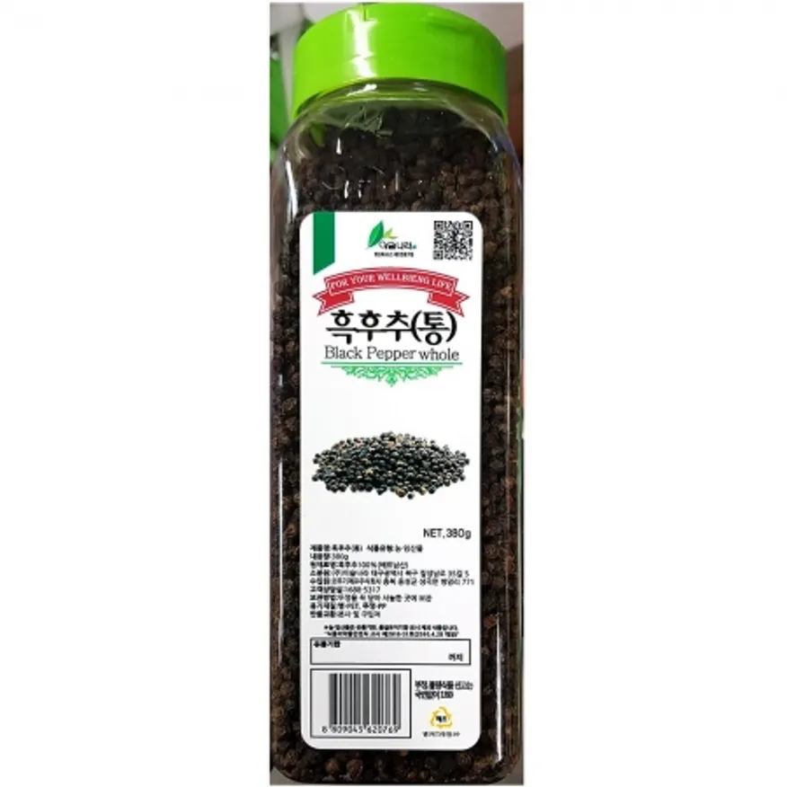 흑후추(이슬나라 홀 380g) 12개 식자재 업소용 대용량 태원 이슬나라 신영 혼합 순후추 천우 금하푸드 흑후추 소연식품 이미지